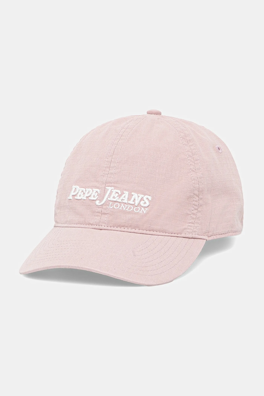Levně Bavlněná baseballová čepice Pepe Jeans růžová barva, s aplikací, PM040571