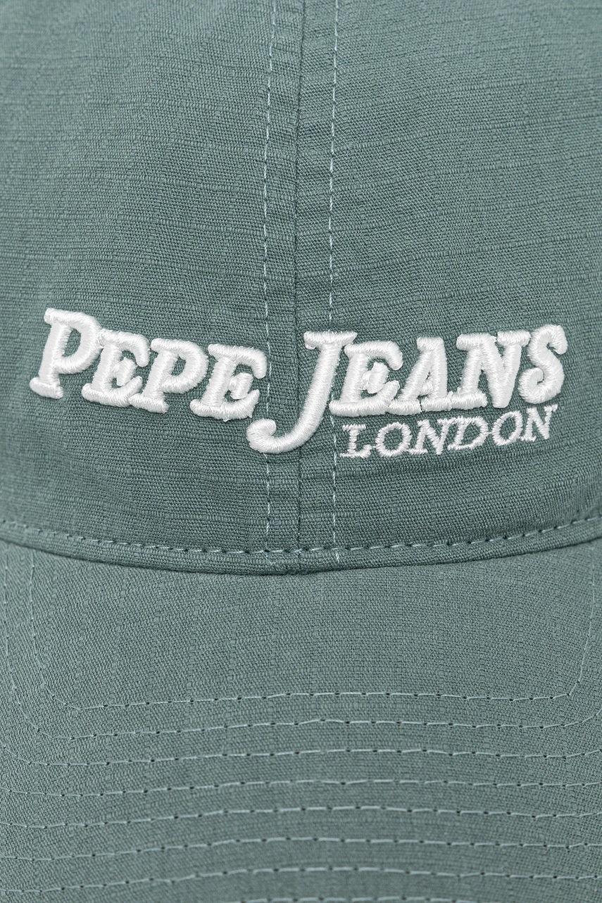 Хлопковая кепка Pepe Jeans цвет зелёный с аппликацией PM040571