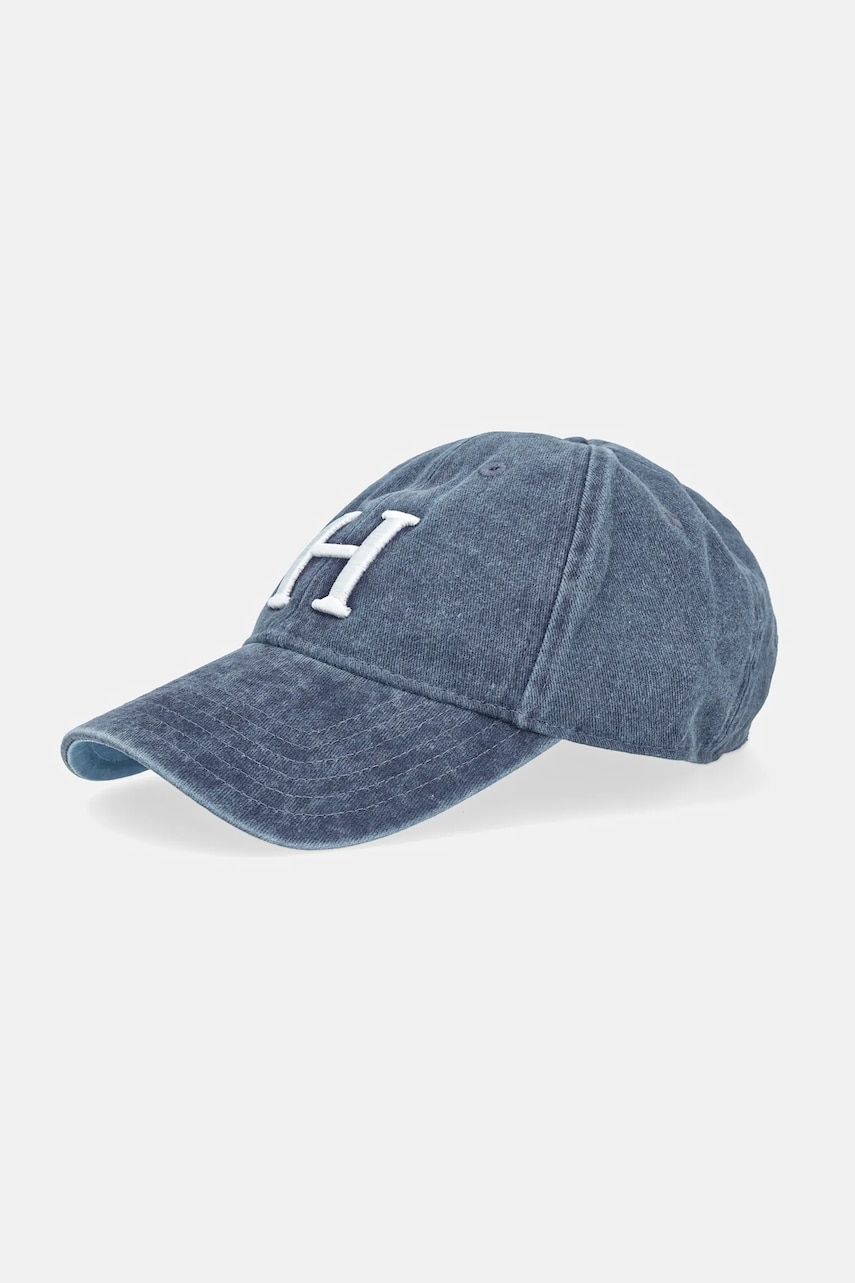 Hackett London șapcă de baseball din denim culoarea bleumarin, cu imprimeu, HM042654