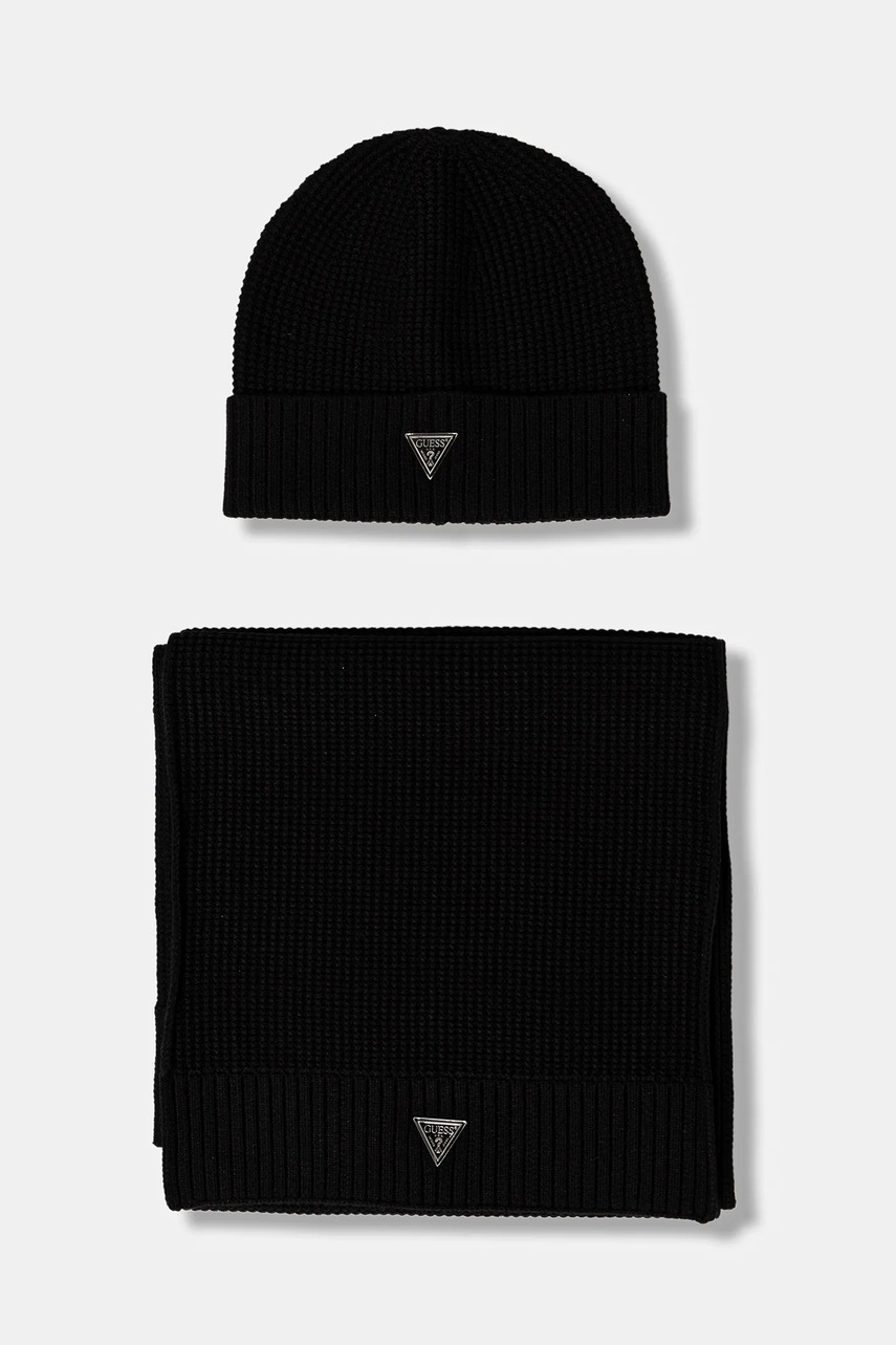 Levně Čepice a šála Guess černá barva, M4BZ14 Z2W80