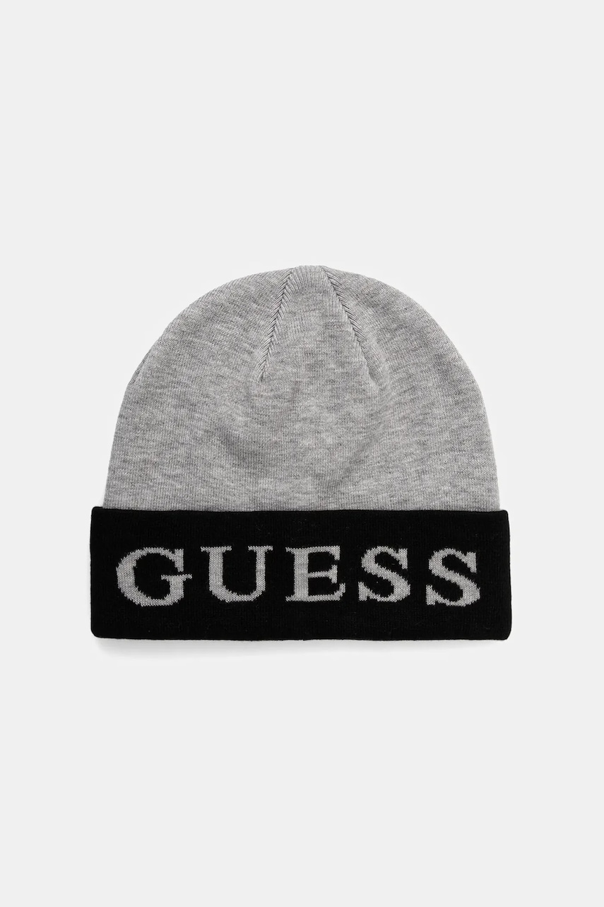 Levně Čepice z vlněné směsi Guess šedá barva, M5BZ22 Z0442