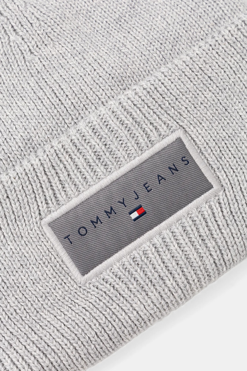Хлопковая шапка Tommy Jeans цвет серый AM0AM13666 Хлопковая шапка Tommy Jeans цвет серый AM0AM13666