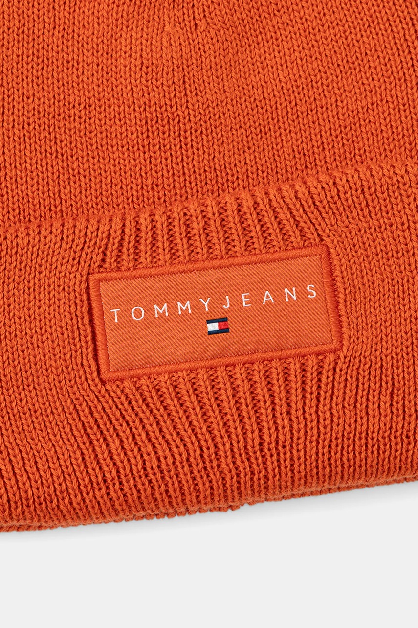 Хлопковая шапка Tommy Jeans цвет оранжевый AM0AM13666 Хлопковая шапка Tommy Jeans цвет оранжевый AM0AM13666
