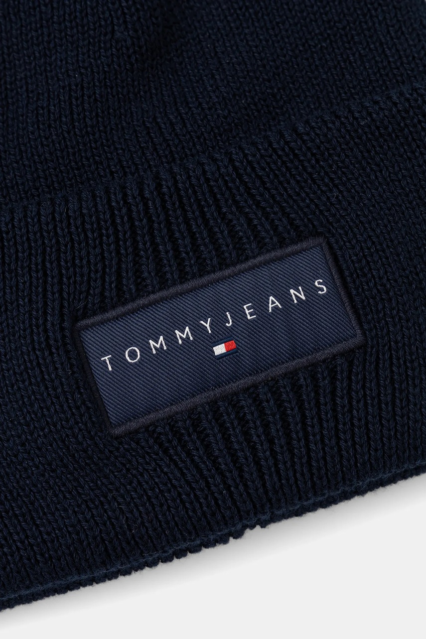 Хлопковая шапка Tommy Jeans цвет синий AM0AM13666 Хлопковая шапка Tommy Jeans цвет синий AM0AM13666