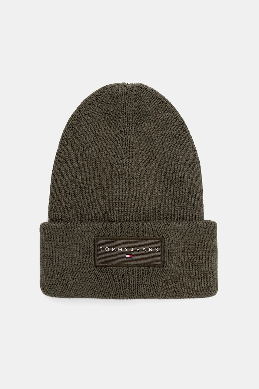 Tommy Jeans căciulă din bumbac culoarea verde, AM0AM13666