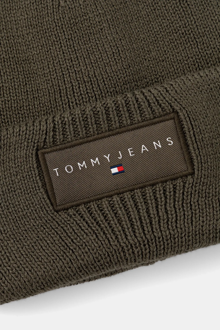 Хлопковая шапка Tommy Jeans цвет зелёный AM0AM13666 Хлопковая шапка Tommy Jeans цвет зелёный AM0AM13666