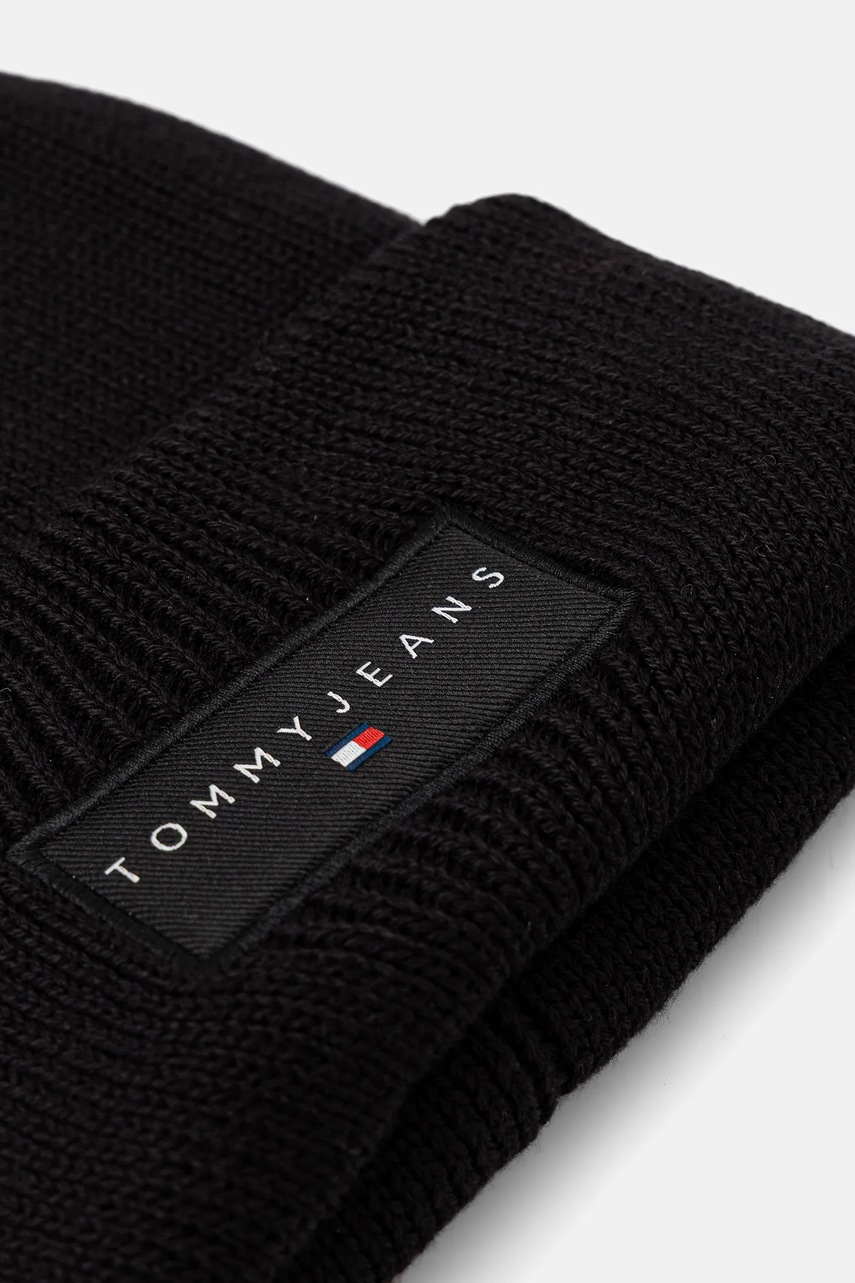 Хлопковая шапка Tommy Jeans цвет чёрный AM0AM13666 Хлопковая шапка Tommy Jeans цвет чёрный AM0AM13666