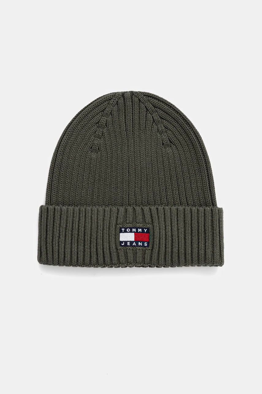 Tommy Jeans căciulă din bumbac culoarea verde, AM0AM13669