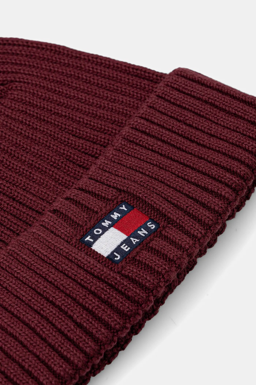 Хлопковая шапка Tommy Jeans цвет бордовый  AM0AM13669