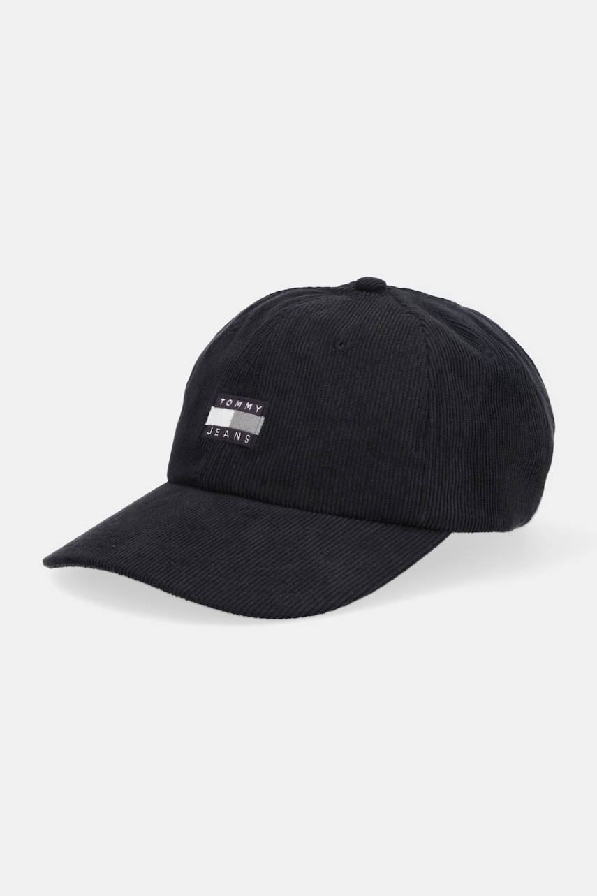 Tommy Jeans șapcă de baseball din catifea culoarea negru, AM0AM13667