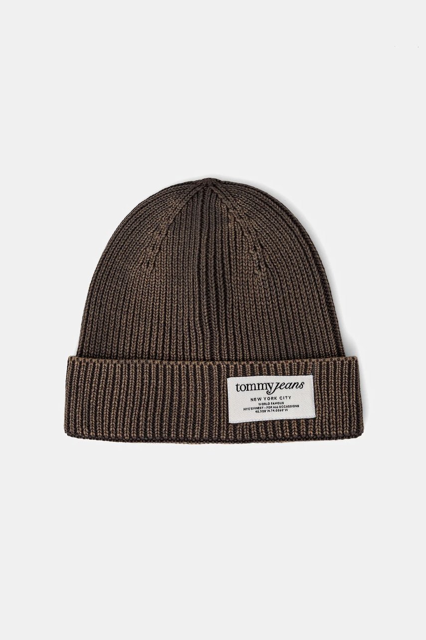 Tommy Jeans căciulă din bumbac culoarea maro, AM0AM13673