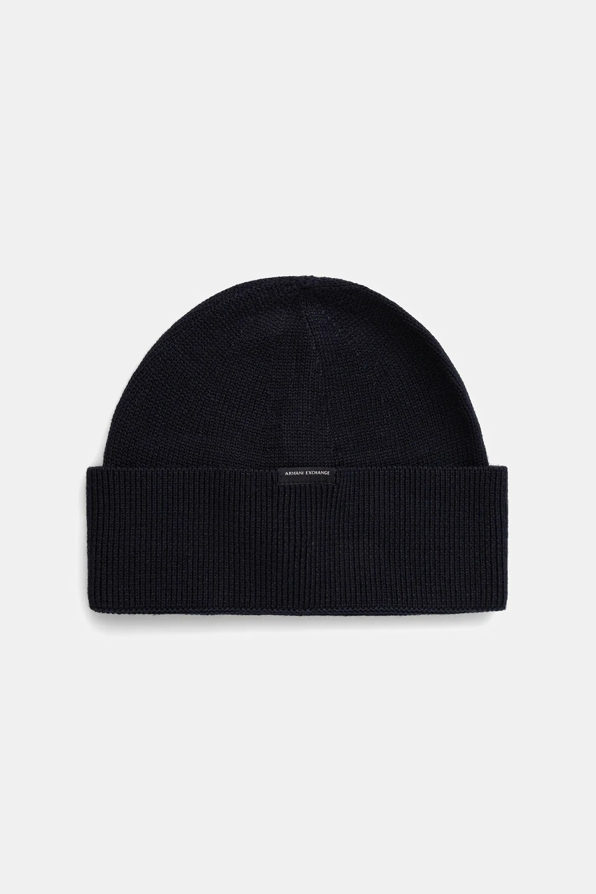 Levně Čepice z vlněné směsi Armani Exchange tmavomodrá barva, XM001534 AF14008