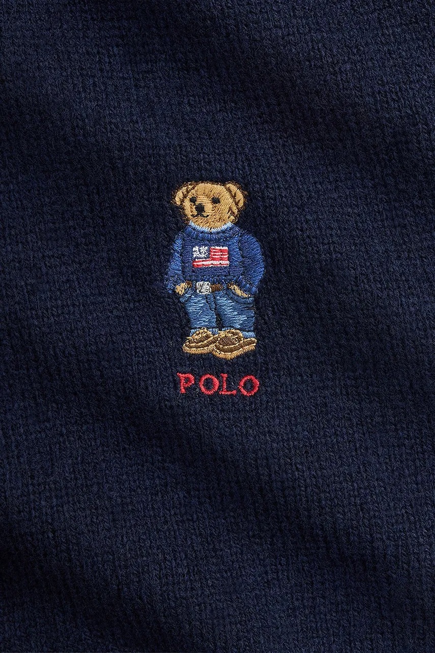 Σκουφάκι και κασκόλ με προσθήκη μαλλιού Polo Ralph Lauren χρώμα: ναυτικό μπλε, 449P02050 φωτογραφία