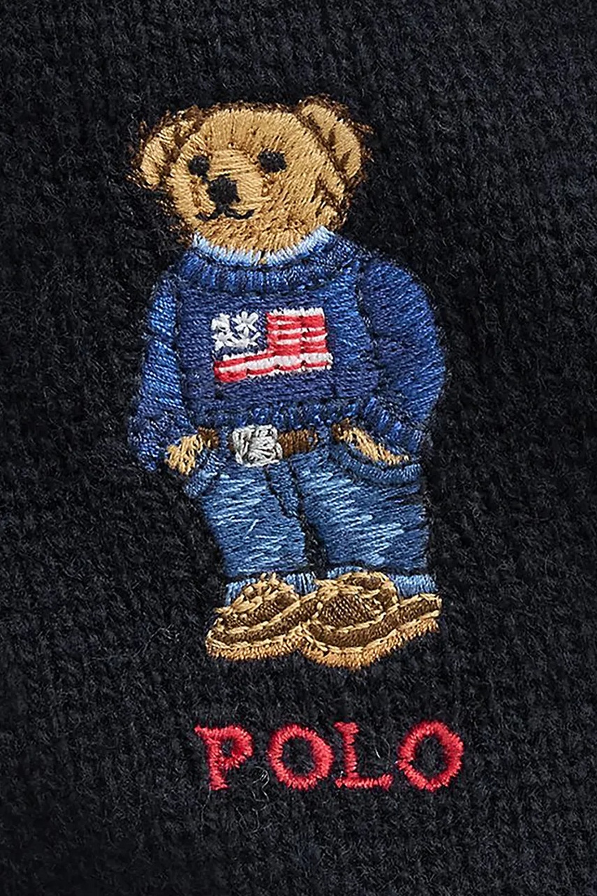 Σκουφάκι και κασκόλ με προσθήκη μαλλιού Polo Ralph Lauren χρώμα: μαύρο, 449P02050 φωτογραφία