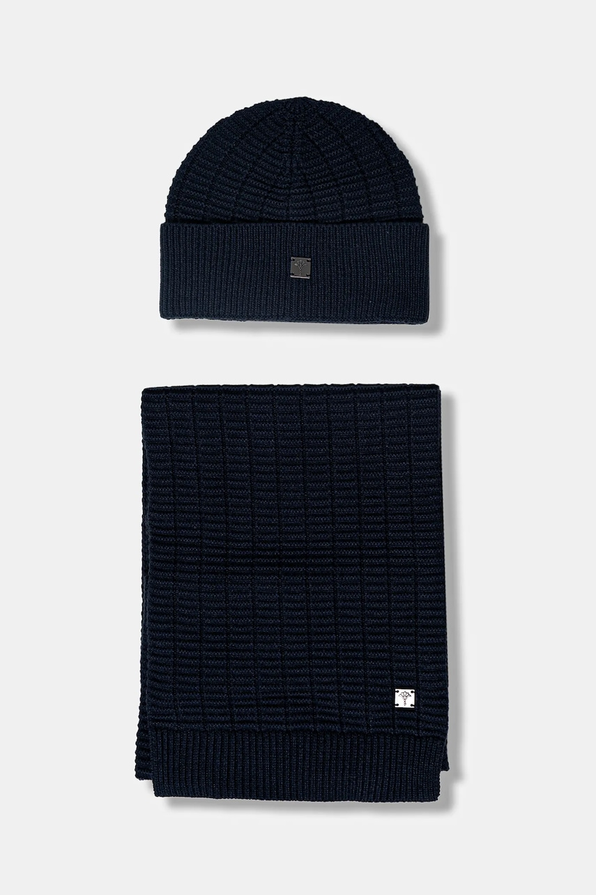 Joop! pălărie și eșarfă din lână culoarea bleumarin, 30048148