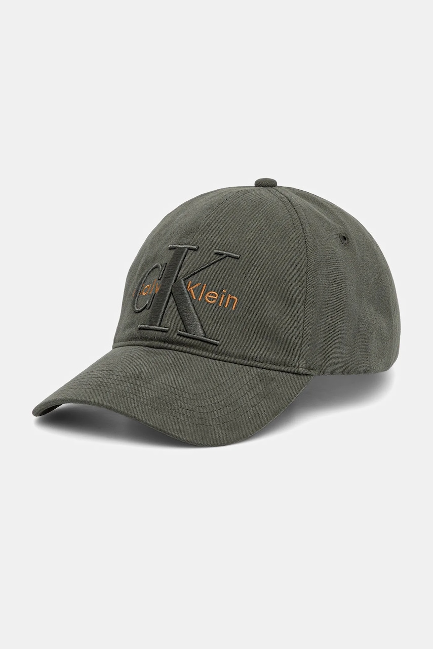 Levně Bavlněná baseballová čepice Calvin Klein zelená barva, LV04D5039G