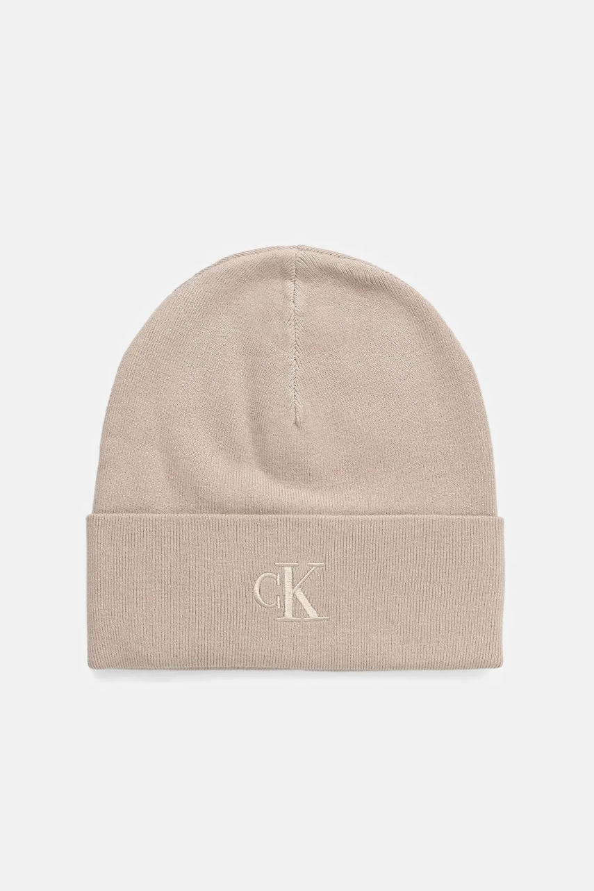 Levně Čepice Calvin Klein béžová barva, LV04D8020G