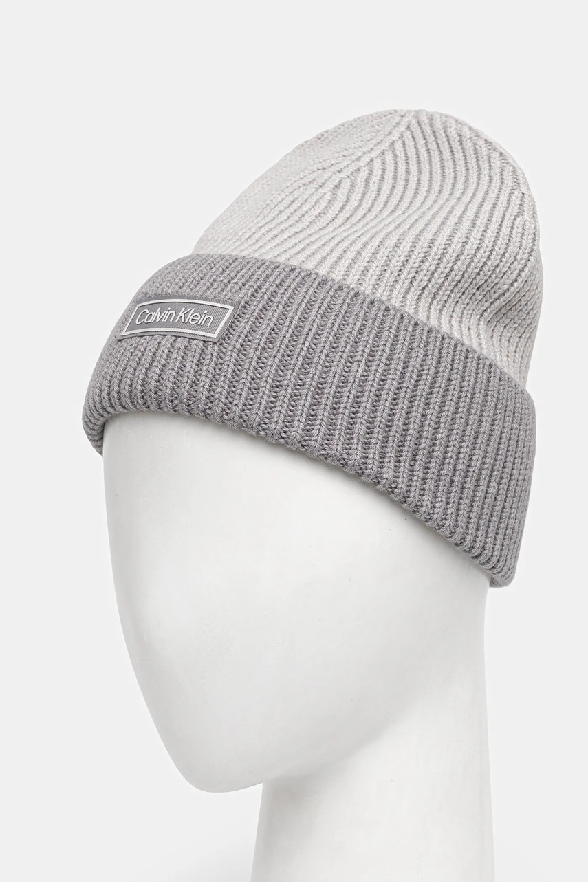 Шерстяная шапка Calvin Klein цвет серый  LV04D8029G