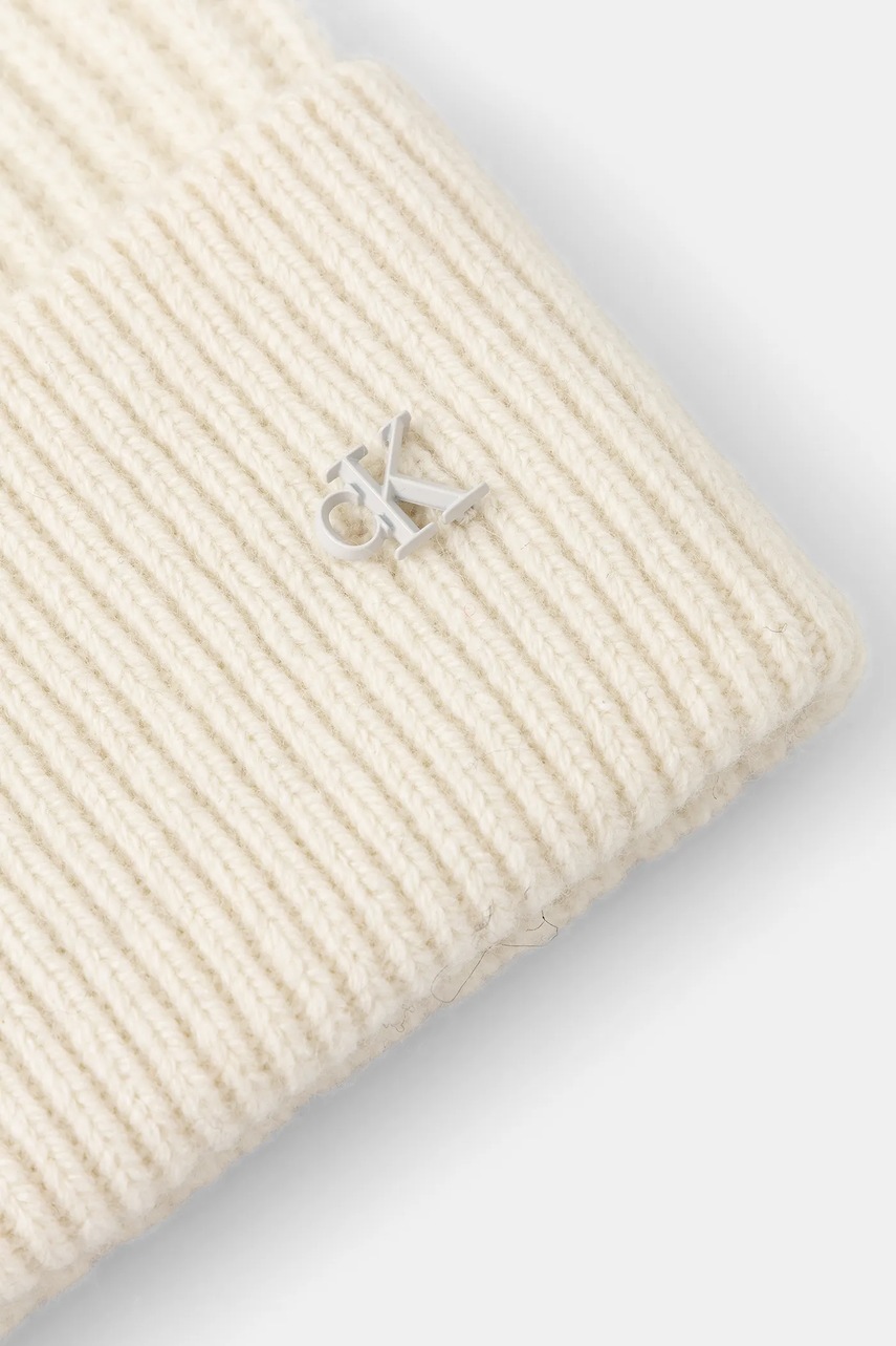 Шерстяная шапка Calvin Klein цвет бежевый  LV04D8032G
