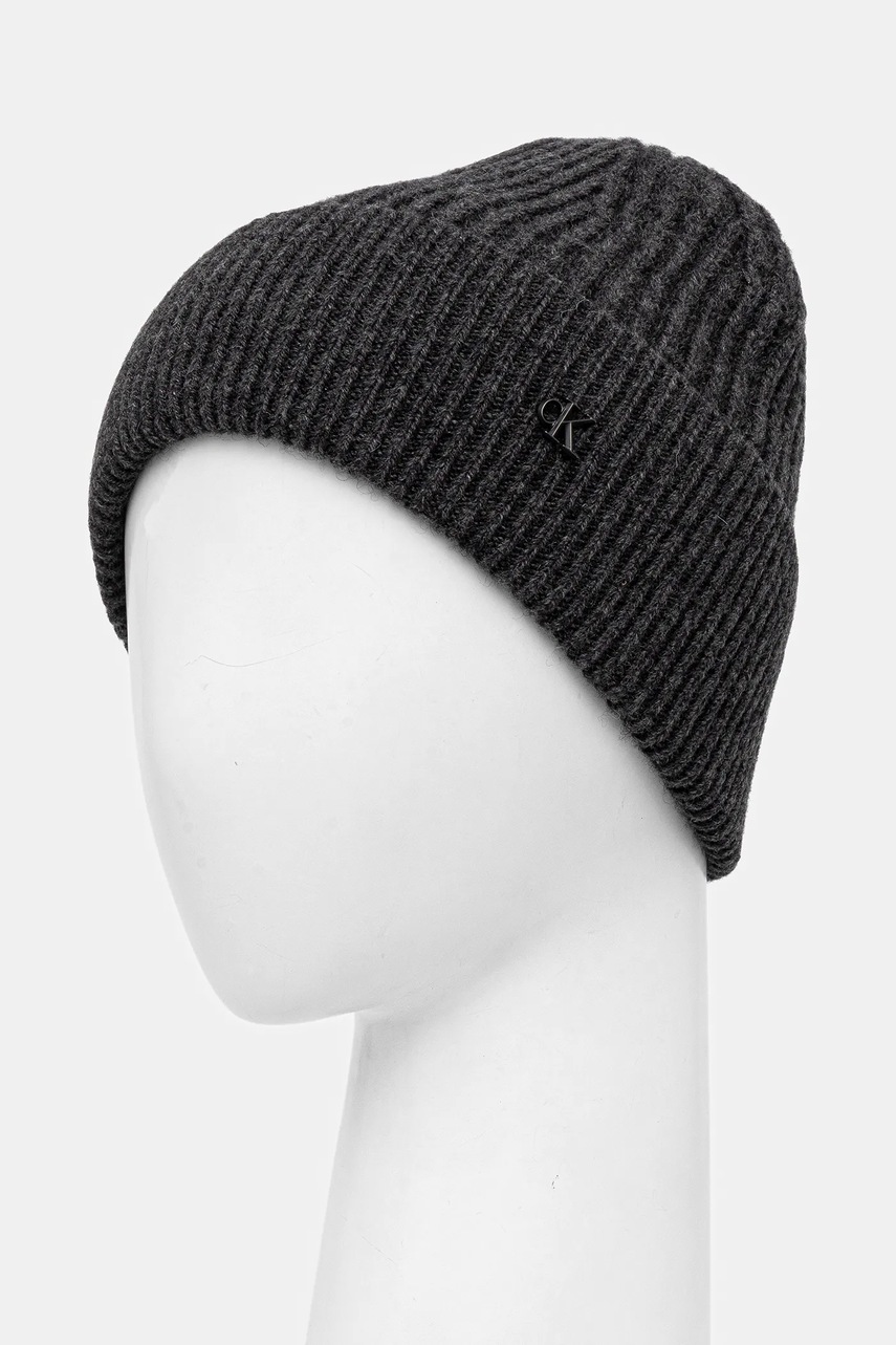 Шерстяная шапка Calvin Klein цвет серый  LV04D8032G
