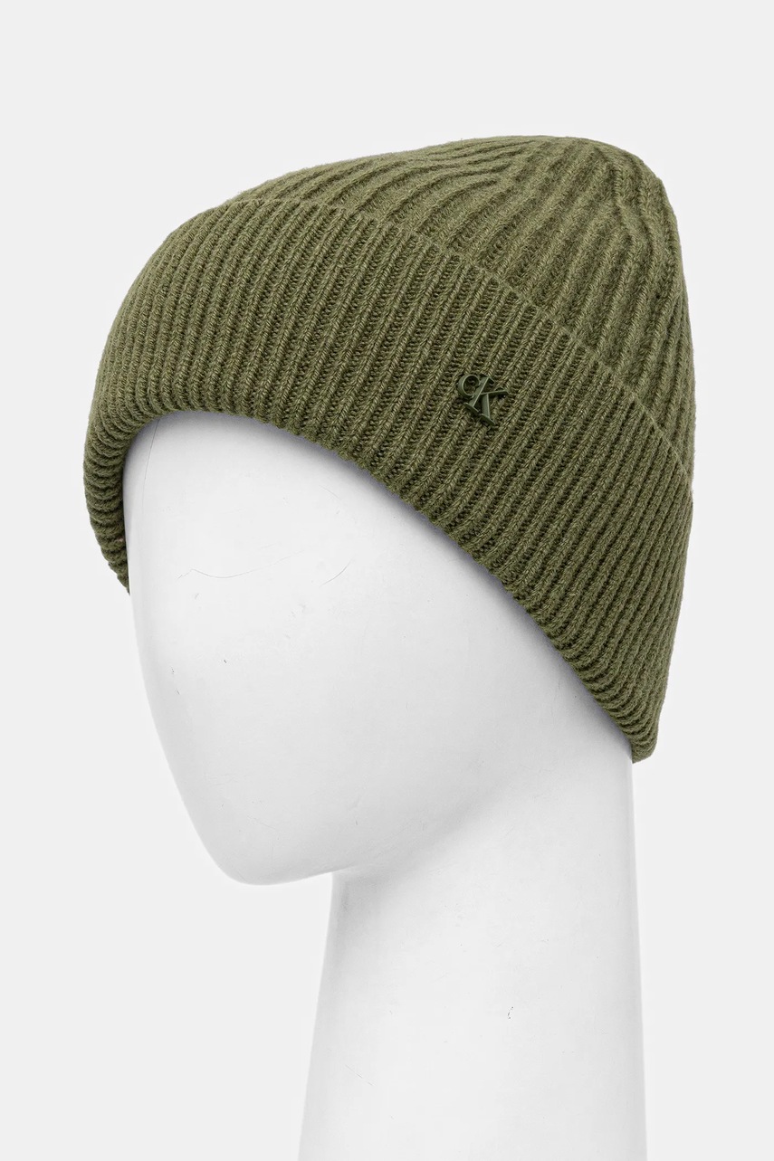 Шерстяная шапка Calvin Klein цвет зелёный  LV04D8032G