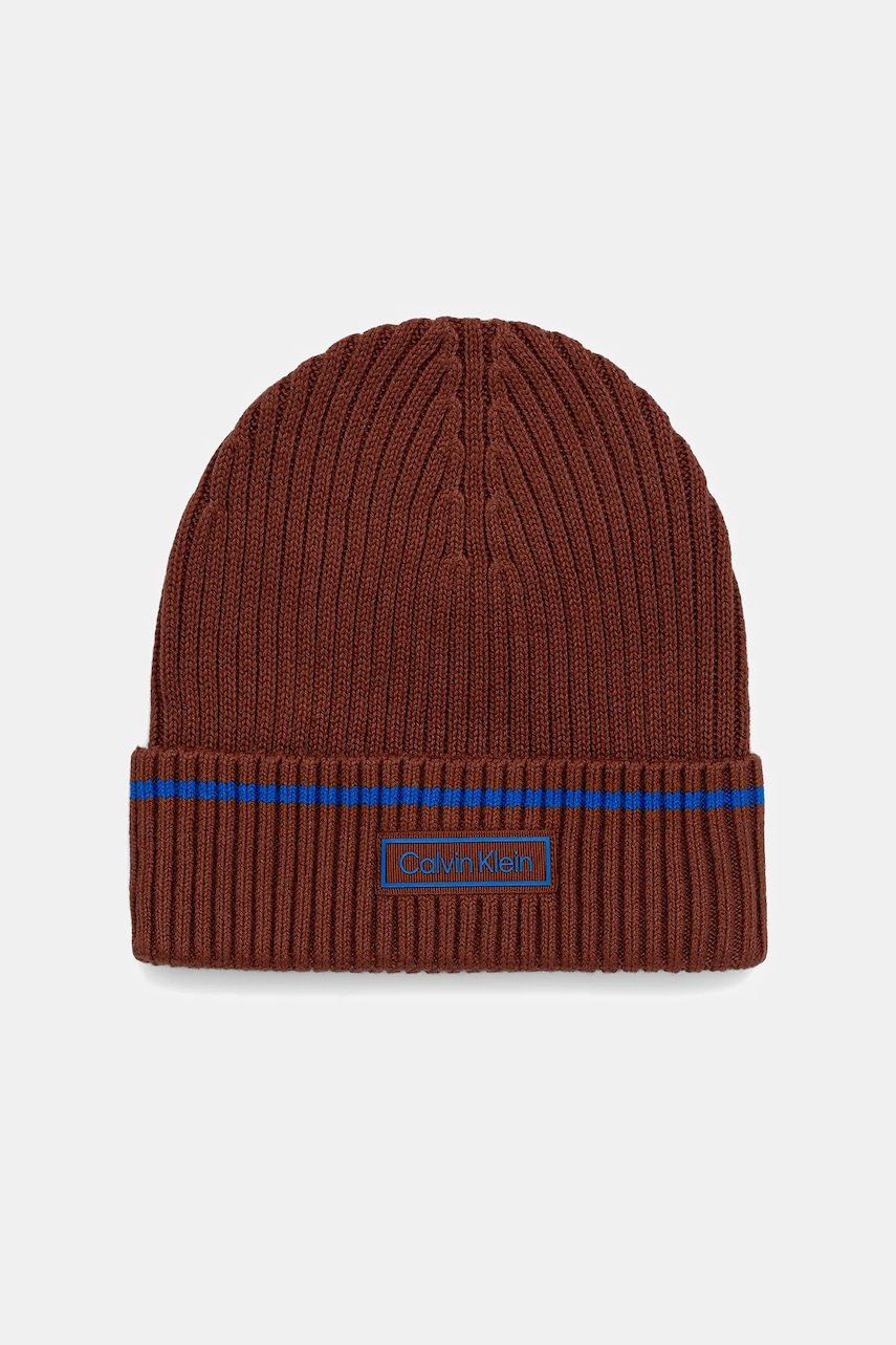 

Детска шапка с вълна Calvin Klein, Кафяв