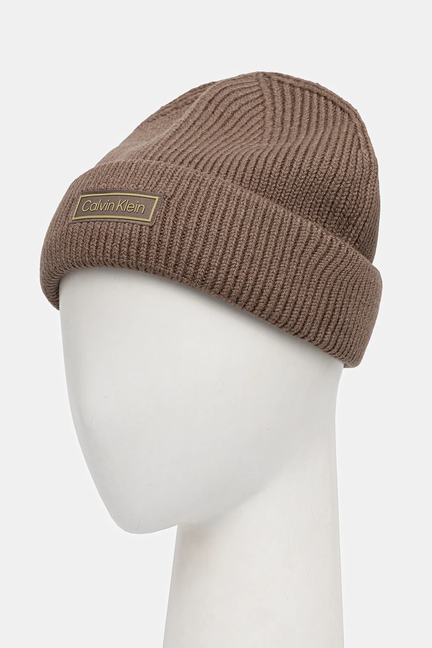 Шапка с добавлением шерсти Calvin Klein цвет коричневый  LV04D8058G