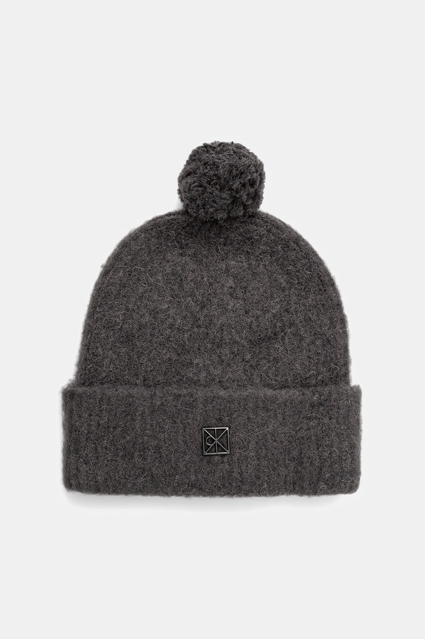 

Шапка с вълна Calvin Klein в сиво LV04D8067G, Сив