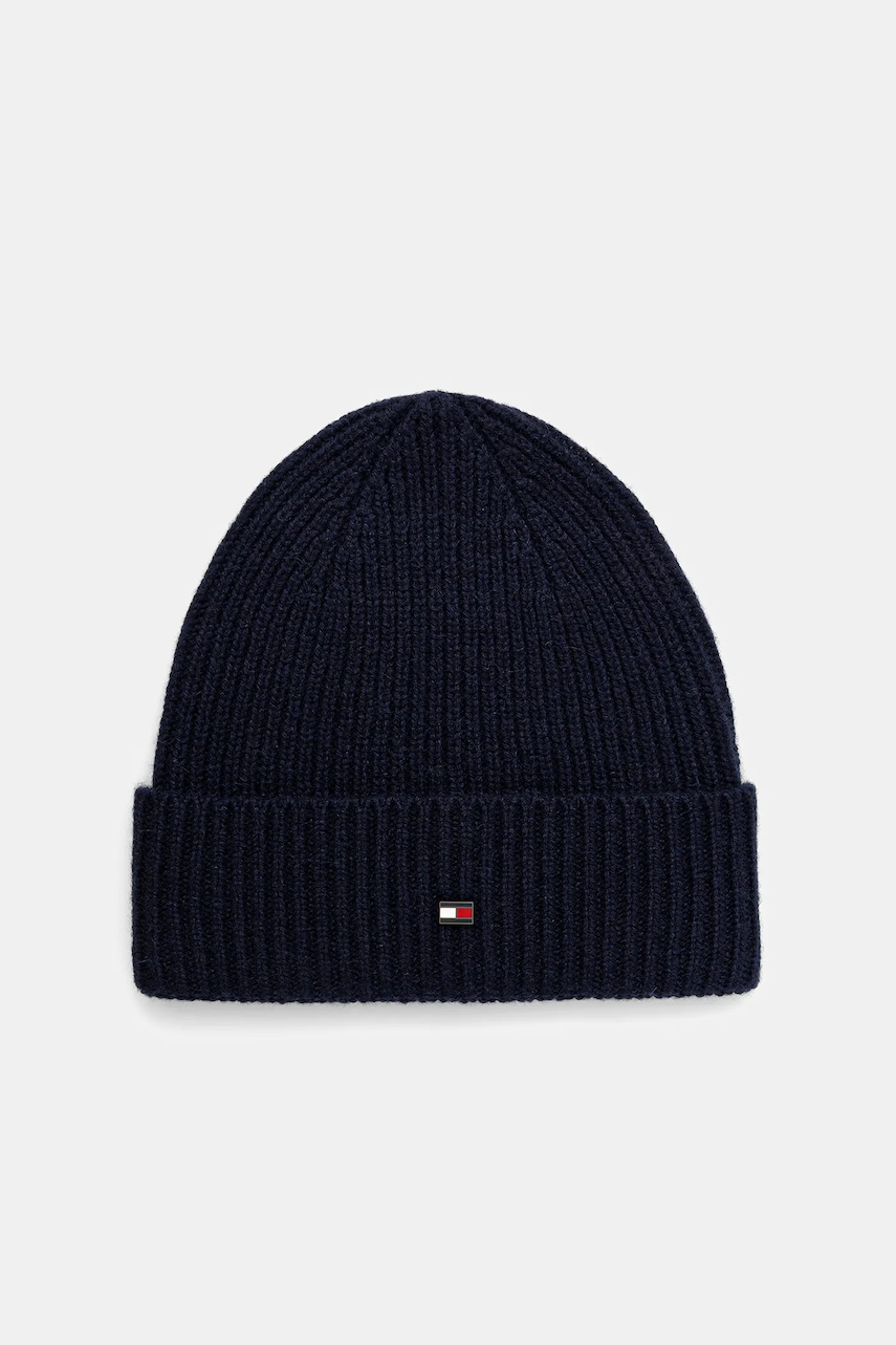 Levně Kašmírová čepice Tommy Hilfiger tmavomodrá barva, AM0AM13586