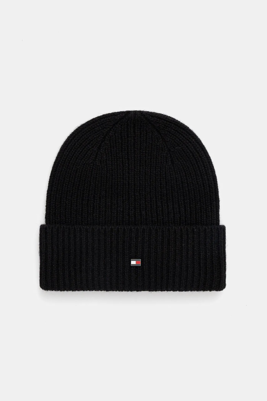 Levně Kašmírová čepice Tommy Hilfiger černá barva, AM0AM13586