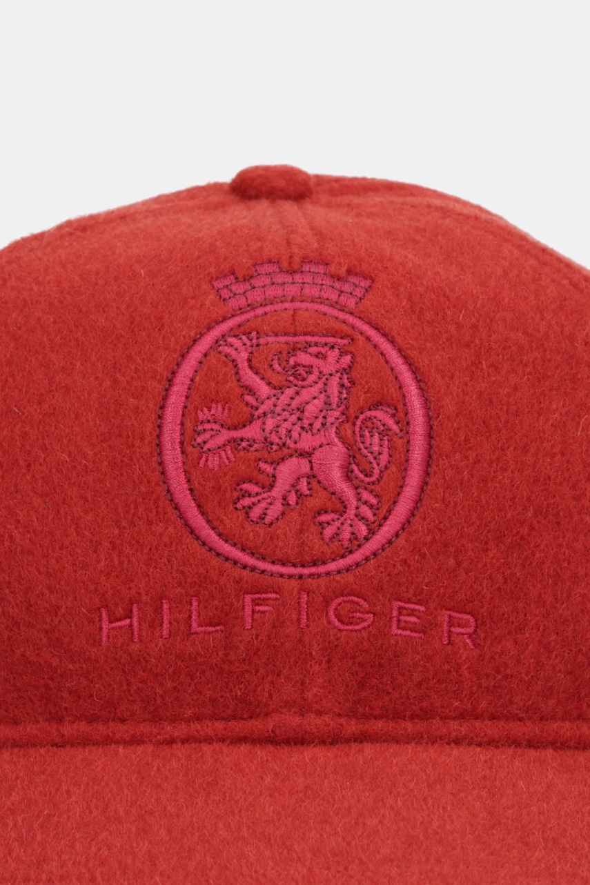 Шерстяная кепка Tommy Hilfiger цвет красный AM0AM13827 Шерстяная кепка Tommy Hilfiger цвет красный AM0AM13827