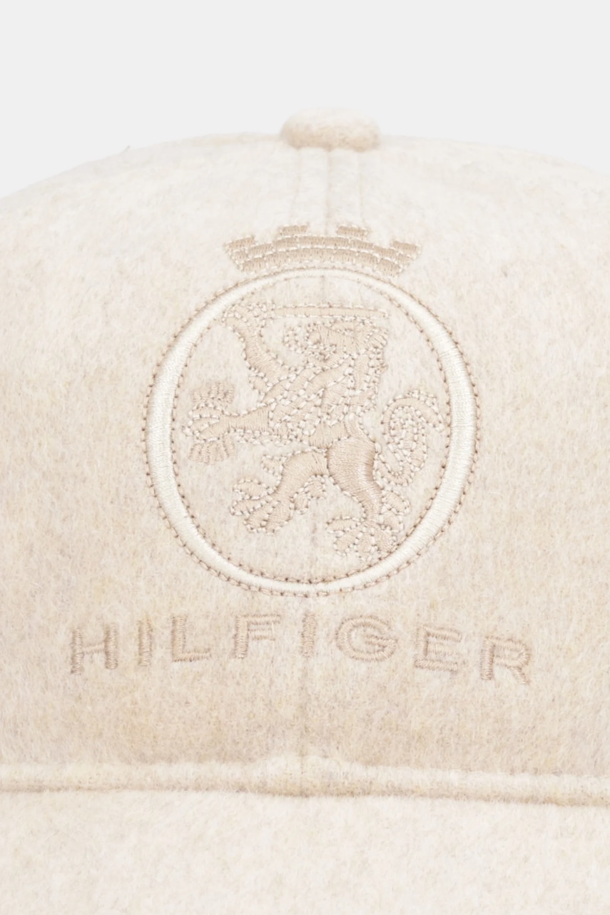 Шерстяная кепка Tommy Hilfiger цвет бежевый AM0AM13827 Шерстяная кепка Tommy Hilfiger цвет бежевый AM0AM13827