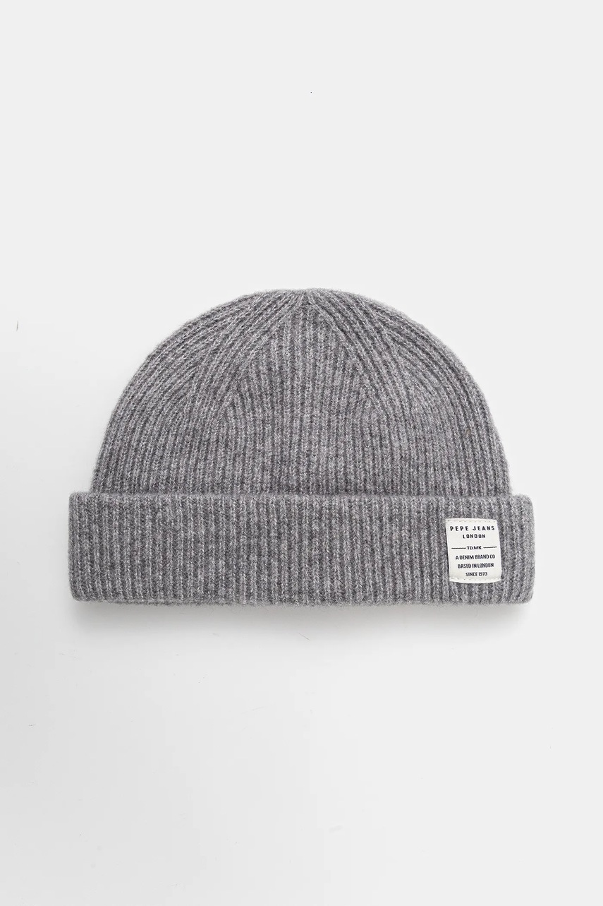 Levně Čepice z vlněné směsi Pepe Jeans šedá barva, PM0400012