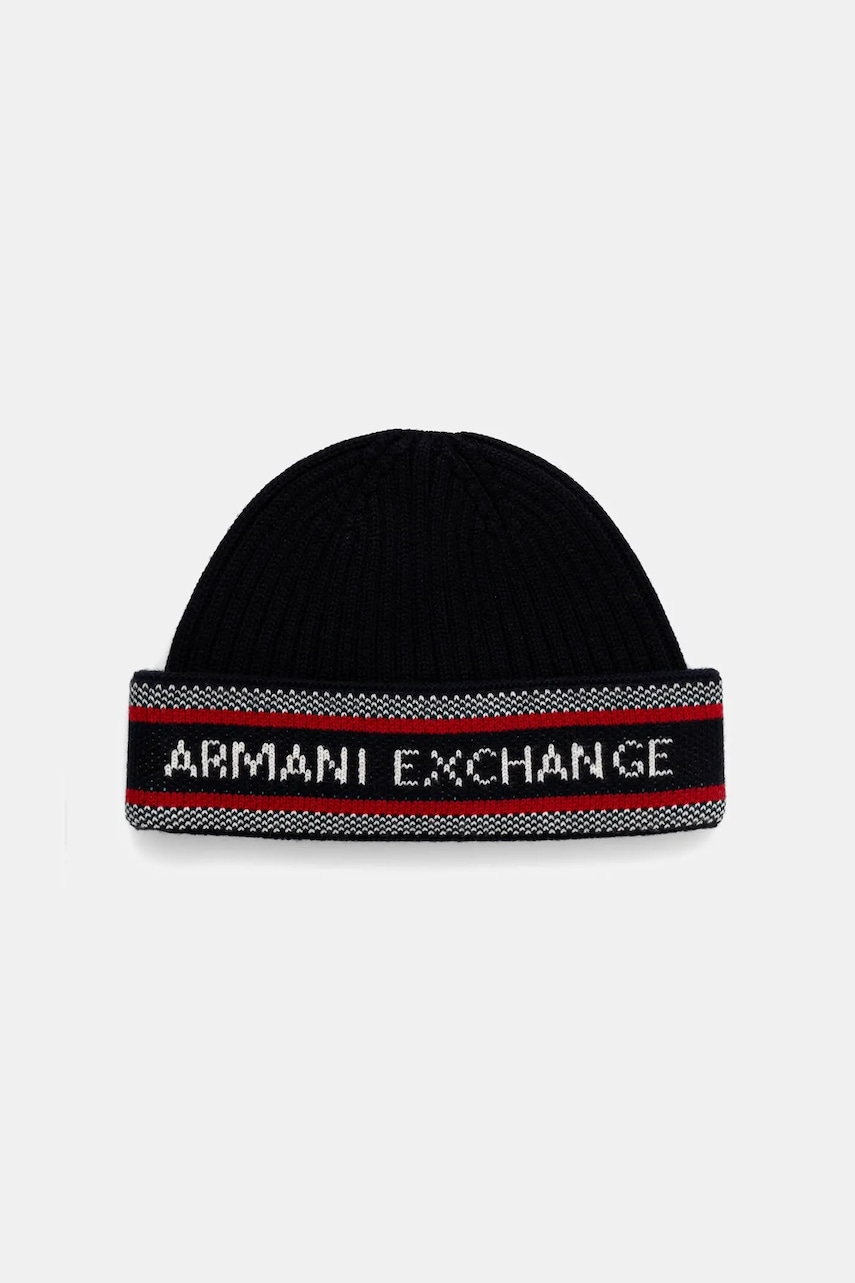 Armani Exchange pălărie din amestec de lână culoarea bleumarin, XM001551 AF13776