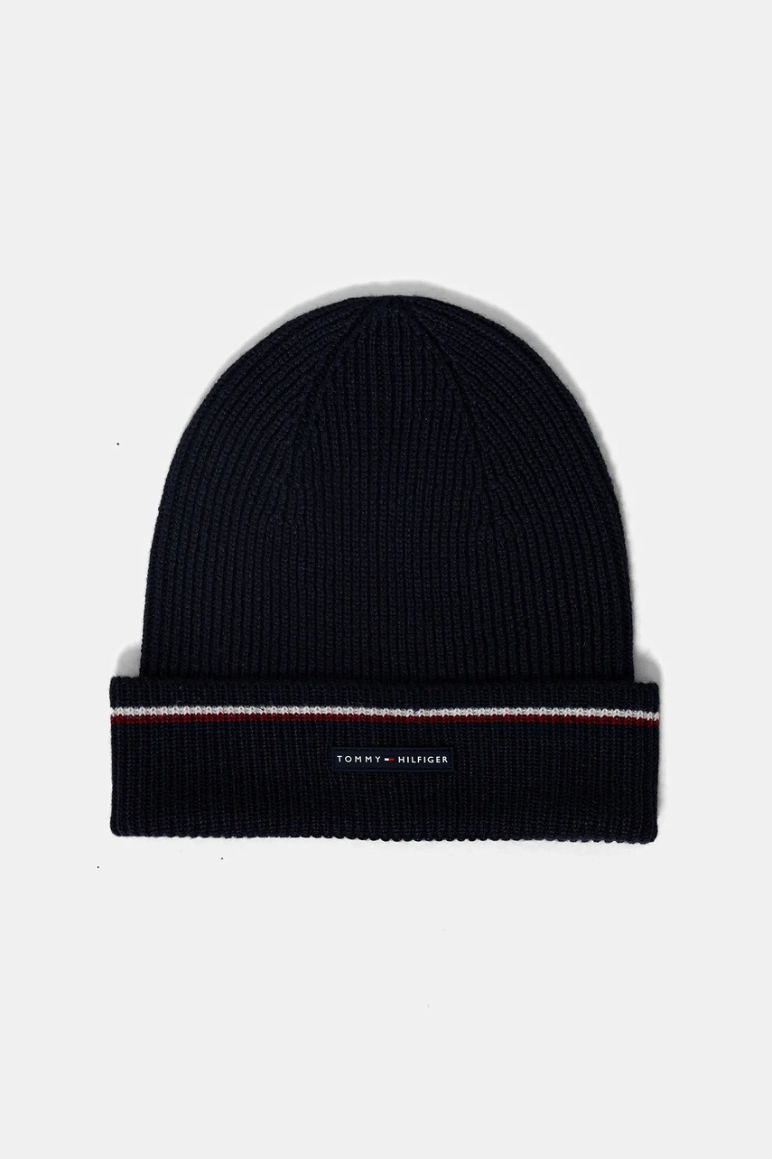 Σκουφάκι και κασκόλ με προσθήκη μαλλιού Tommy Hilfiger χρώμα: ναυτικό μπλε, AM0AM13809 φωτογραφία