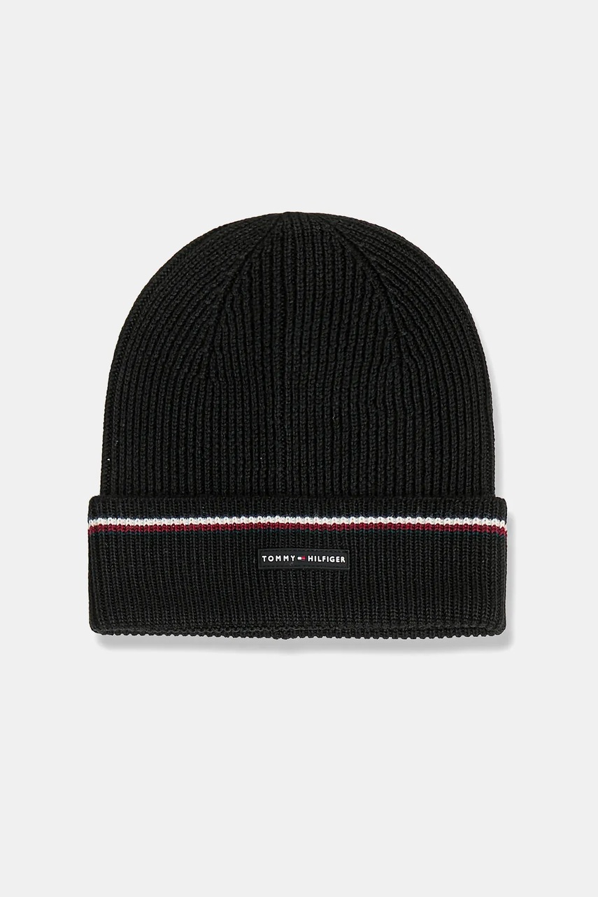 Σκουφάκι και κασκόλ με προσθήκη μαλλιού Tommy Hilfiger χρώμα: μαύρο, AM0AM13809 φωτογραφία