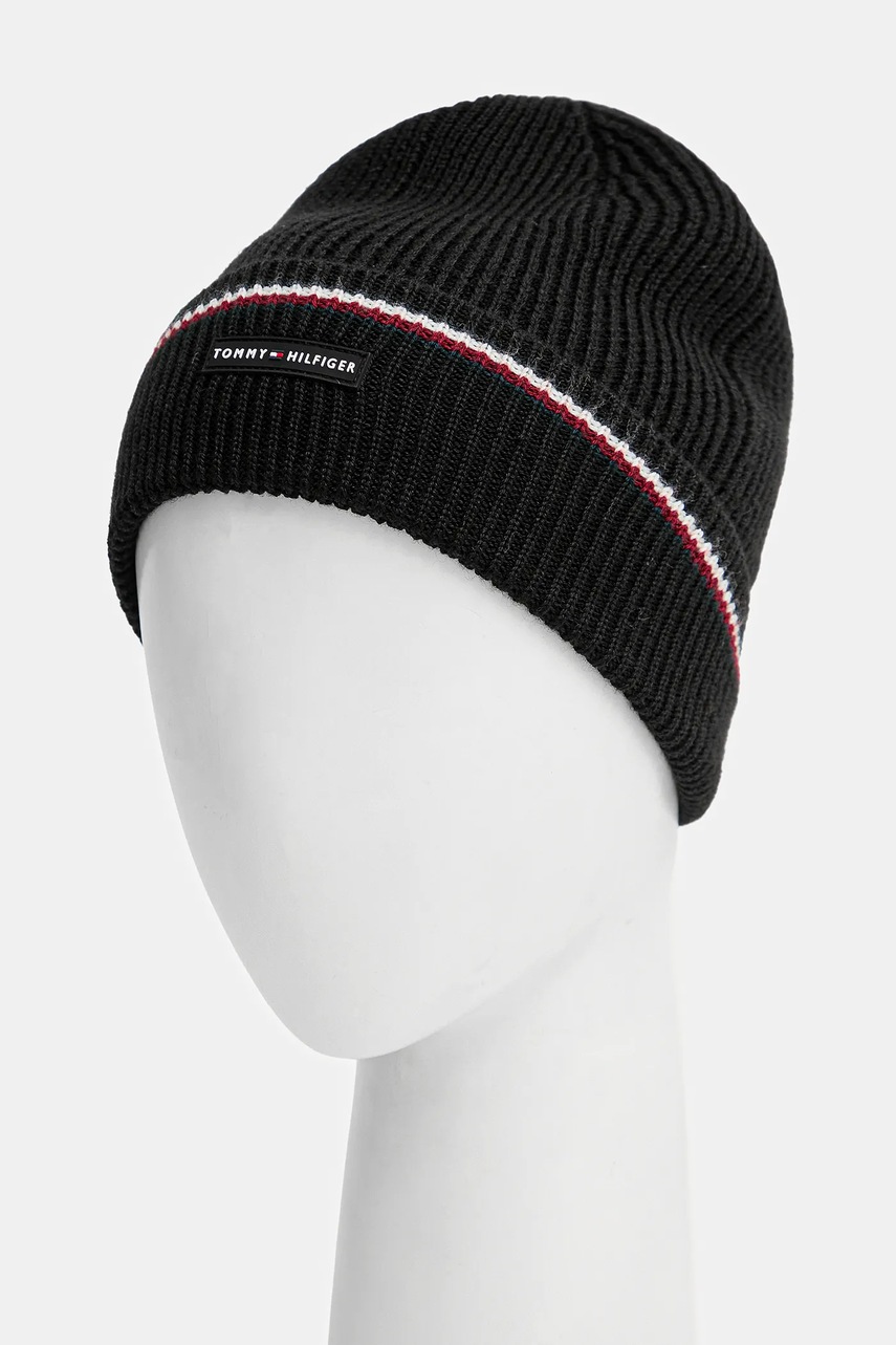 Σκουφάκι και κασκόλ με προσθήκη μαλλιού Tommy Hilfiger χρώμα: μαύρο, AM0AM13809 φωτογραφία