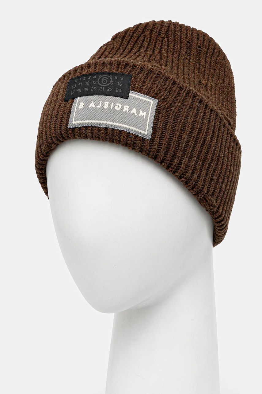 Шапка с шерстью MM6 Maison Margiela цвет коричневый  SH0TB0001.M13138.142M