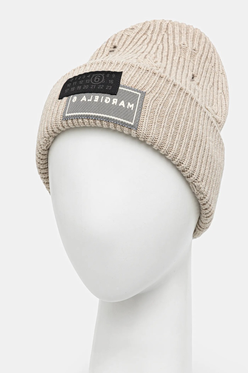 Шапка с шерстью MM6 Maison Margiela цвет бежевый  SH0TB0001.M13138.806M
