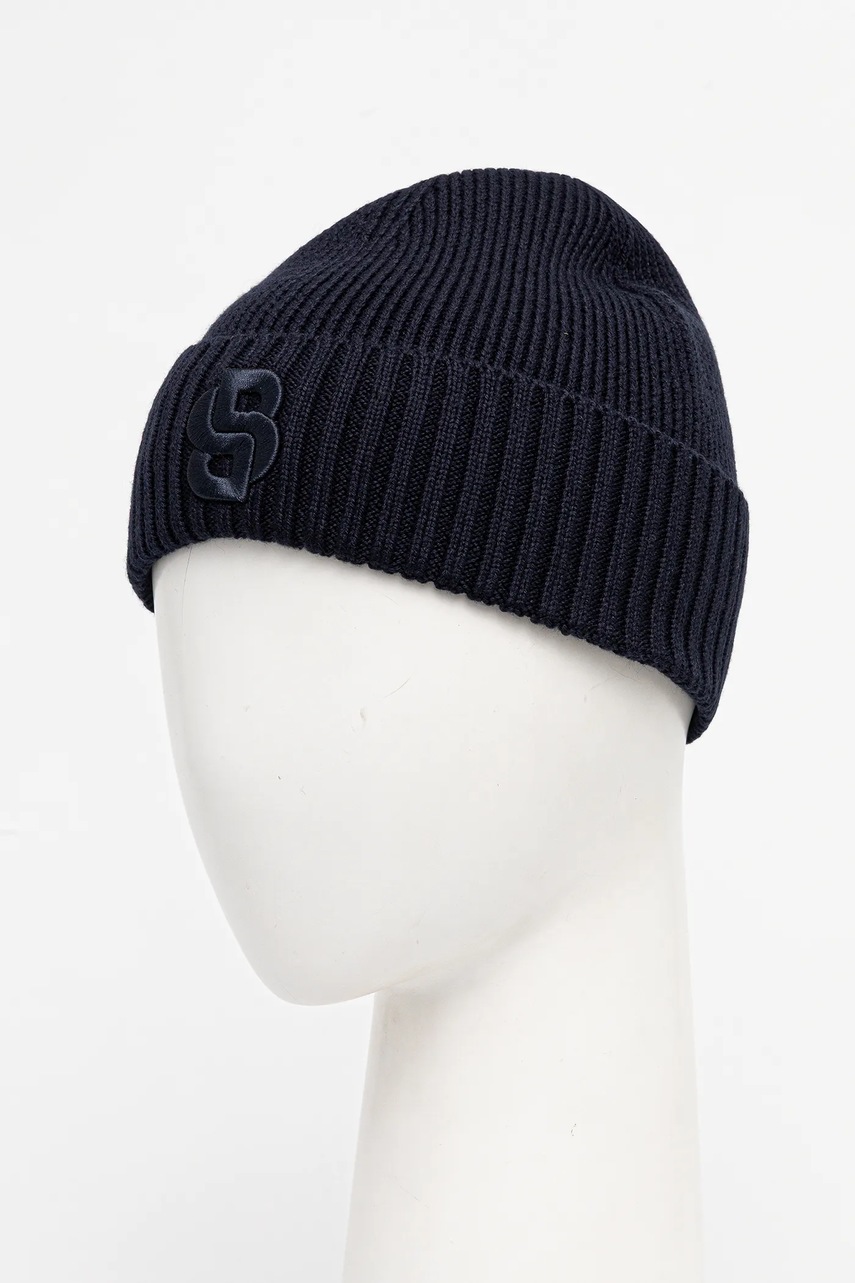 Шапка с шерстью BOSS цвет синий  50522444