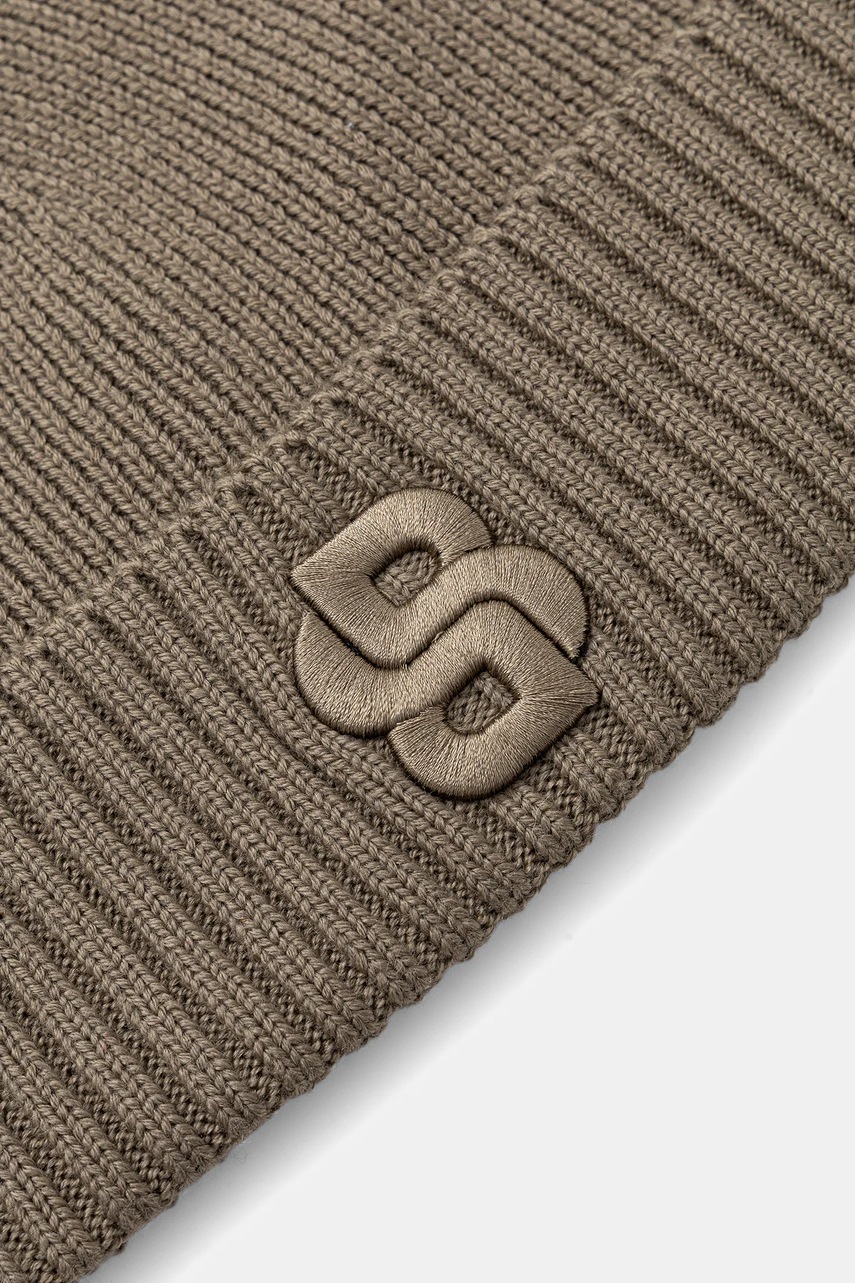 Μάλλινο σκουφί BOSS χρώμα: καφέ, 50522444 φωτογραφία