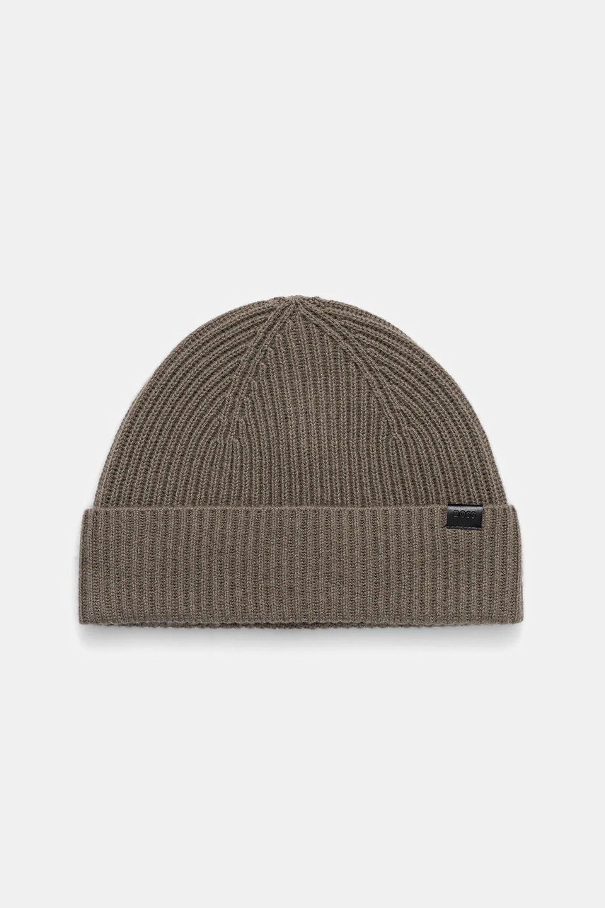 Levně Vlněná čepice BOSS hnědá barva, 50549785
