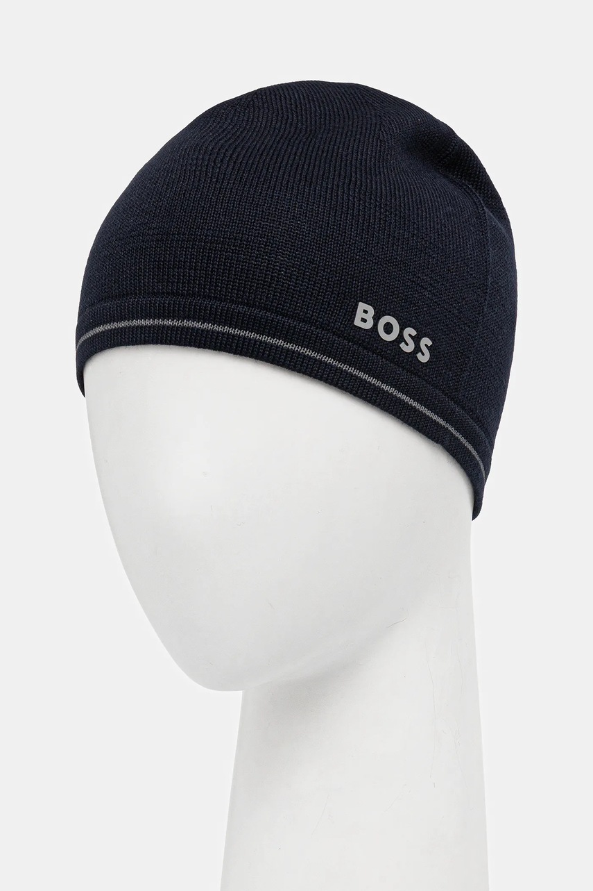 Шапка с добавлением шерсти BOSS Green цвет синий  50550255