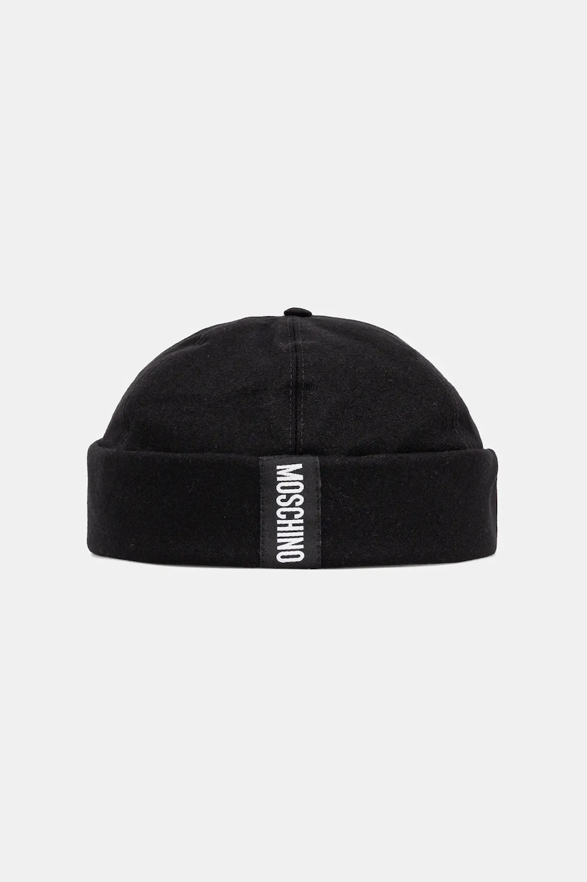 Levně Čepice s vlnou Moschino černá barva, M5864 60802