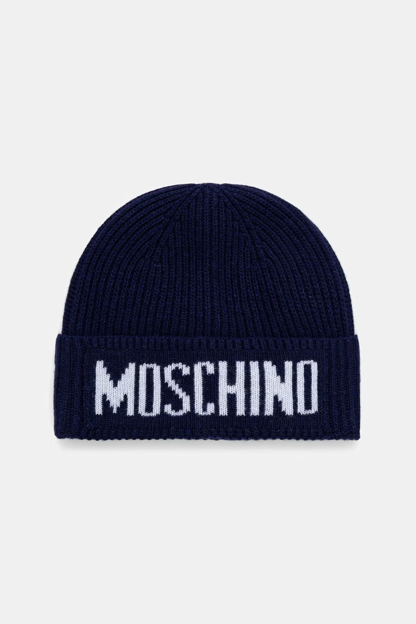Moschino czapka męska z dodatkiem wełny
