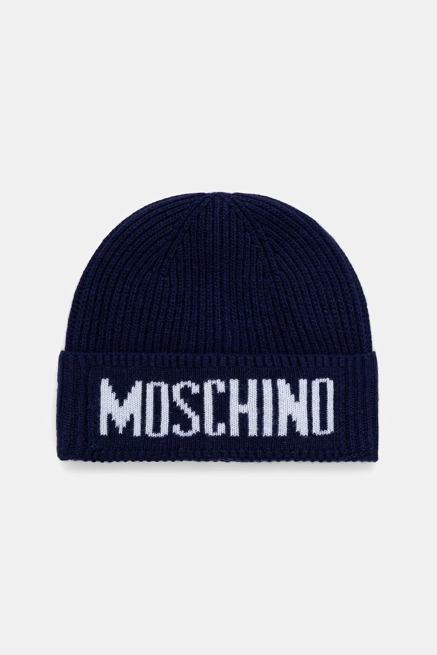 Moschino czapka męska z dodatkiem wełny