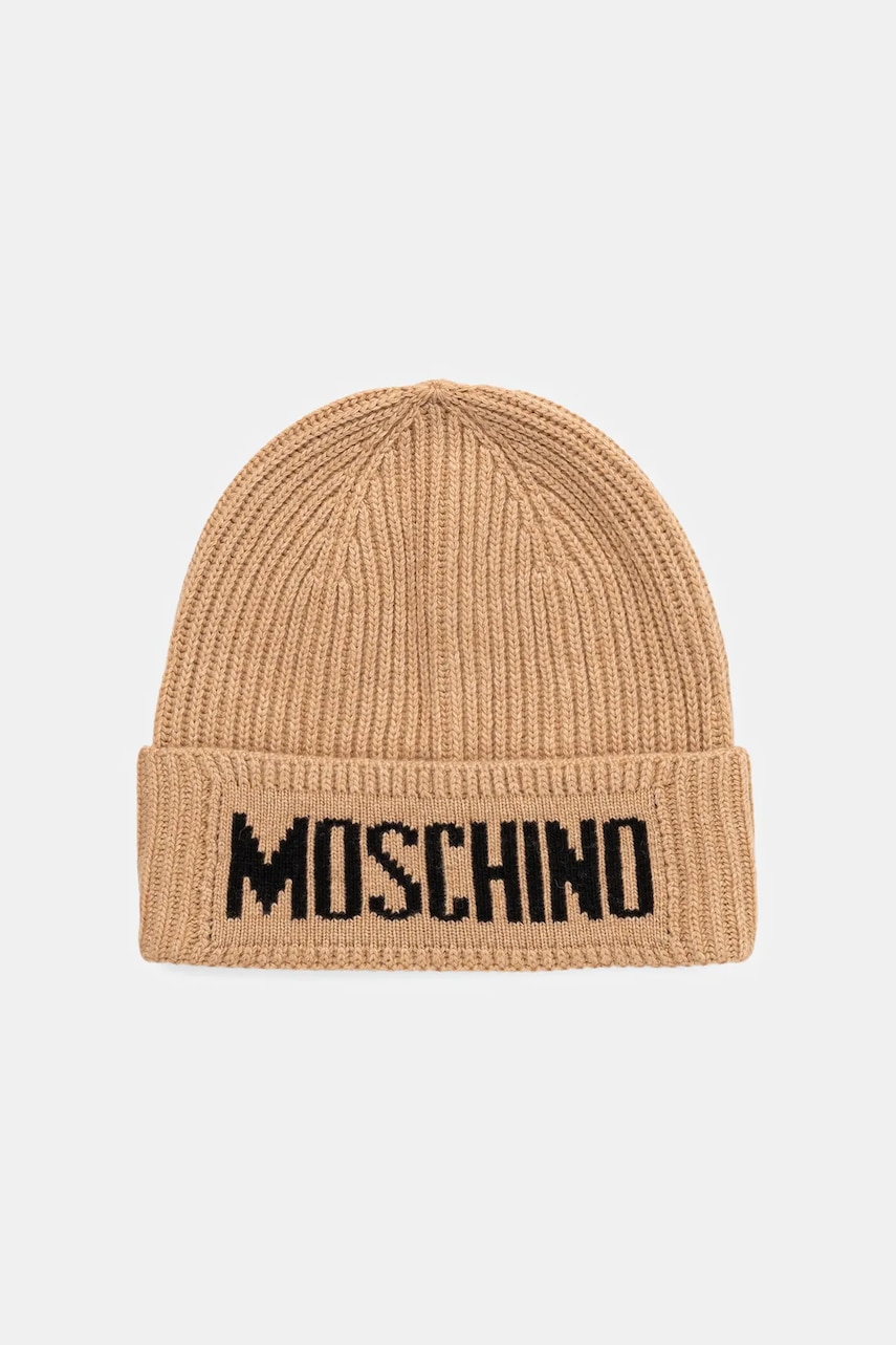 Levně Čepice s vlnou Moschino hnědá barva, M5875 60808