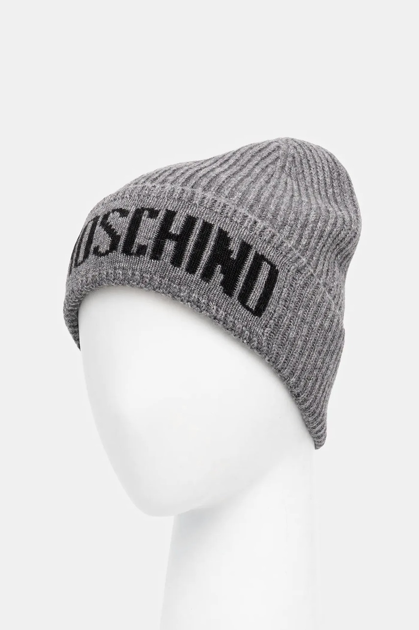 Μάλλινο σκουφί Moschino χρώμα: γκρι, M5875 60808 φωτογραφία