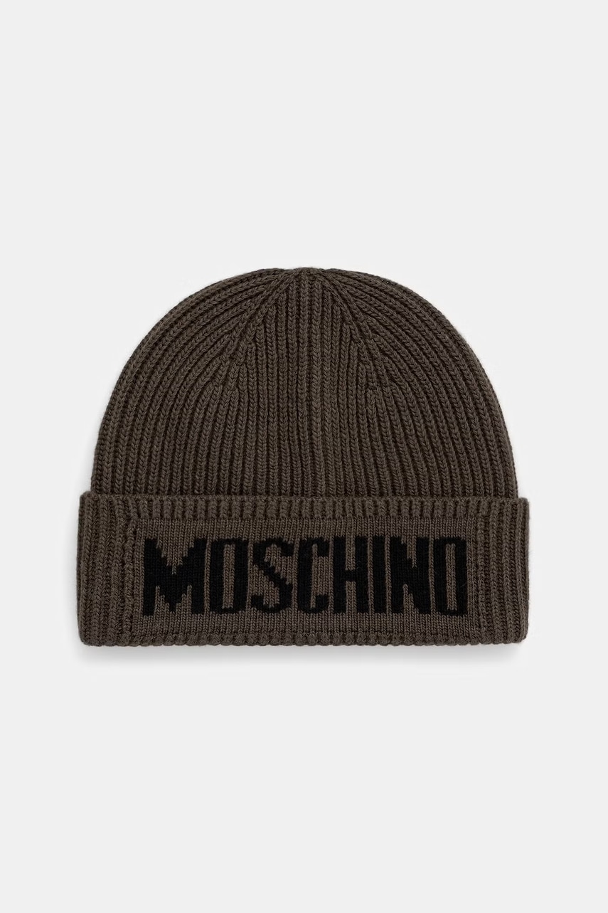 Moschino czapka męska z dodatkiem wełny