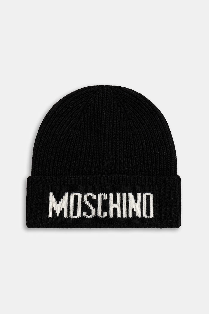 Levně Čepice s vlnou Moschino černá barva, M5875 60808
